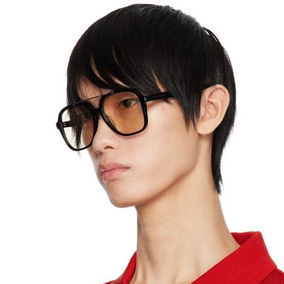 Saint Laurent Men Sunglasses Black Light Yellow Pilot SL545 001 BRAND NEW - Picture 14 of 14